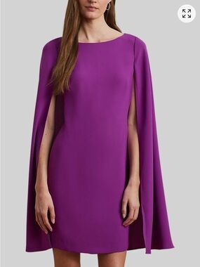 Lauren Ralph Lauren cape georgette cocktail dress, purple dawn, size 2